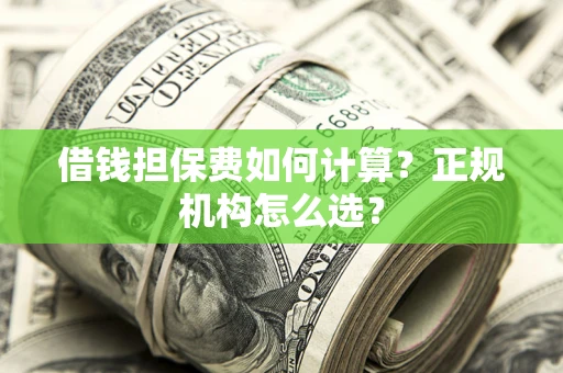 武汉借钱担保费如何计算？正规机构怎么选？